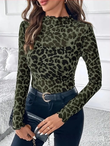 Virágmintás ing álló gallér, karcsú szabás, normál hosszúság