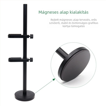 Senxinda Hardware K01 Teljesen alumínium GPU-tartó PC-házhoz antivibrációs tartóval és vertikális mágneses talppal