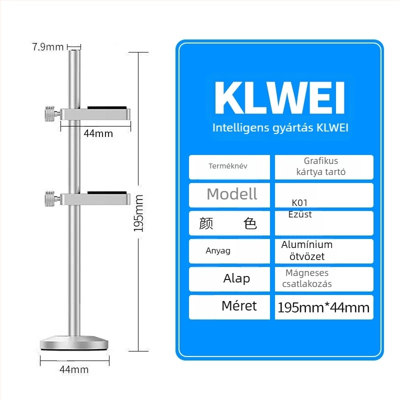 Senxinda Hardware K01 Teljesen alumínium GPU-tartó PC-házhoz antivibrációs tartóval és vertikális mágneses talppal