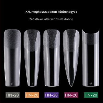 Műköröm matricák – ultra vékonyak, nyom nélkül, vízcsepp alakú, átlátszó, hosszú csúcs típus