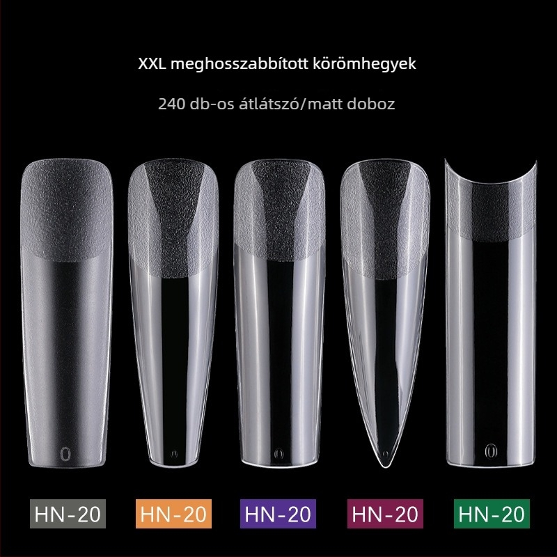 Műköröm matricák – ultra vékonyak, nyom nélkül, vízcsepp alakú, átlátszó, hosszú csúcs típus