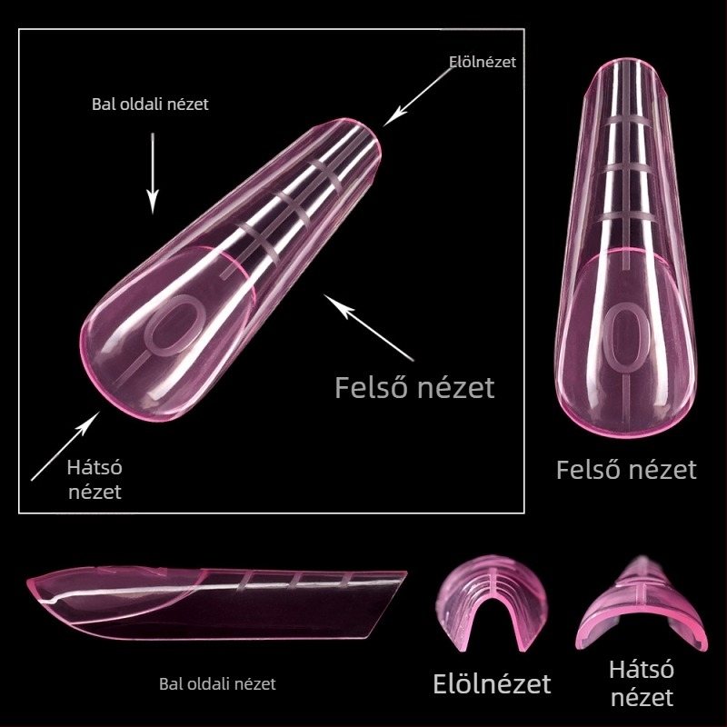 Kristály köröm hosszabbító modell, Yusheng Technology, francia hosszú stílus, 120 darabos készlet skálával, gyors LED fototerápia