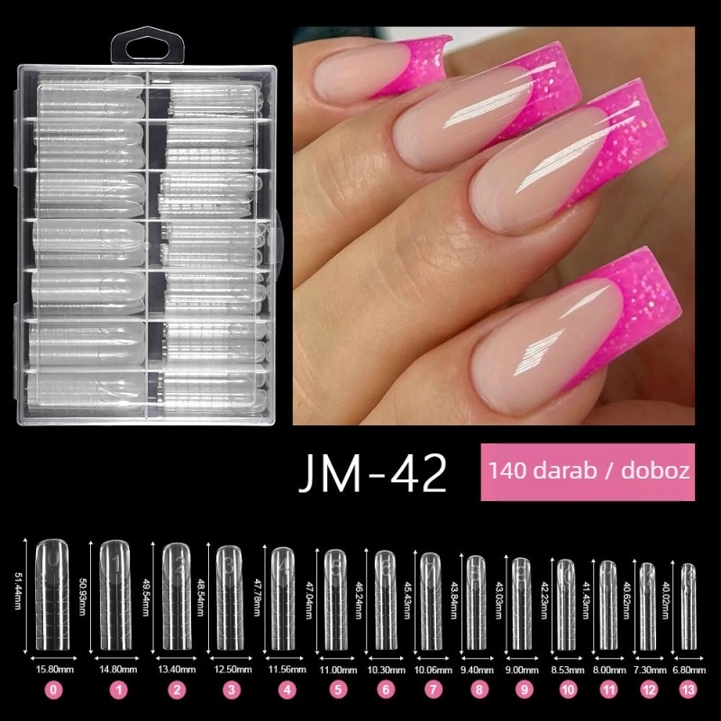 Kristály köröm hosszabbító modell, Yusheng Technology, francia hosszú stílus, 120 darabos készlet skálával, gyors LED fototerápia