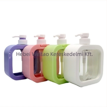 Kozmetikai pumpás palack silk-screen nyomással, PET anyagú, fújt palack, külső kupak, adagoló pumpa