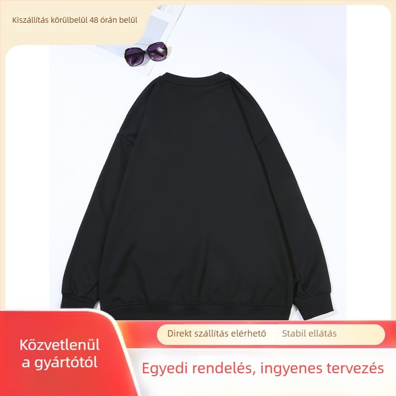 HOOKONYOU Női pulóver kerek nyakkal, laza szabású, betűs logós nyomat, poliészter