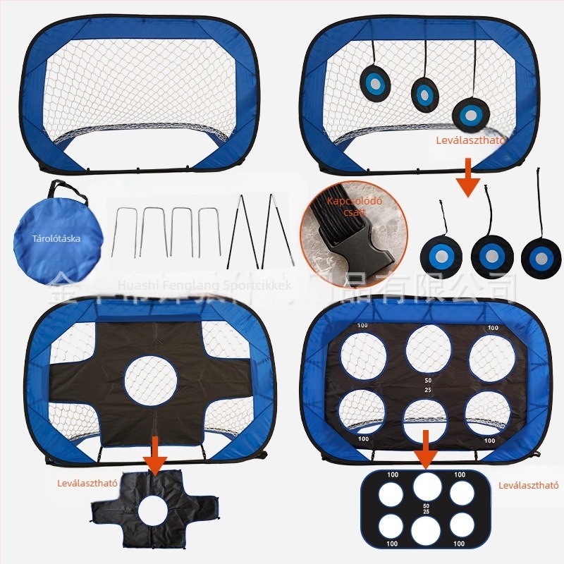 Négy az egyben hordozható futballkapu nylon hálóval, mobil, Leopard wind márka