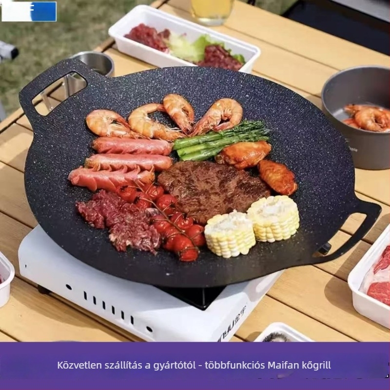 Kör alakú vas grill serpenyő gáztűzhelyhez – tapadásmentes felülettel