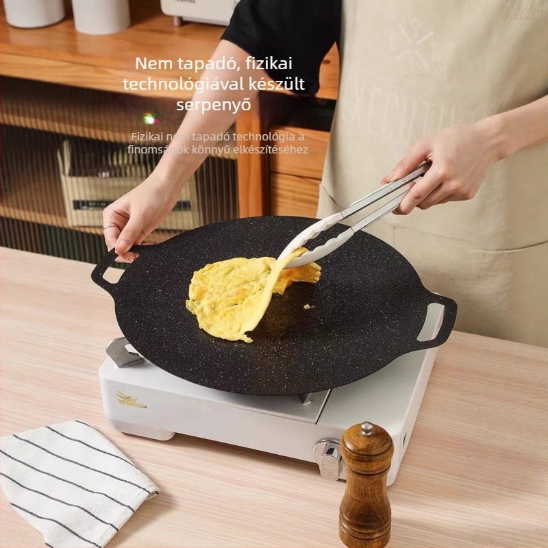 Kör alakú vas grill serpenyő gáztűzhelyhez – tapadásmentes felülettel