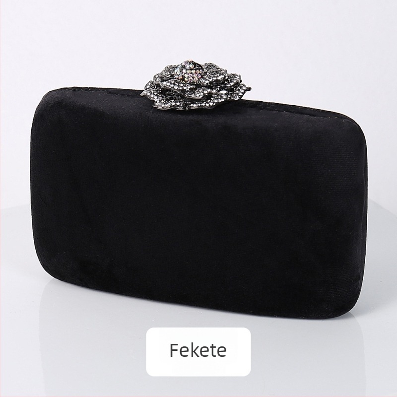 PU műbőr kis négyzet alakú clutch táska zárakkal, telefonzseb, poliészter bélés