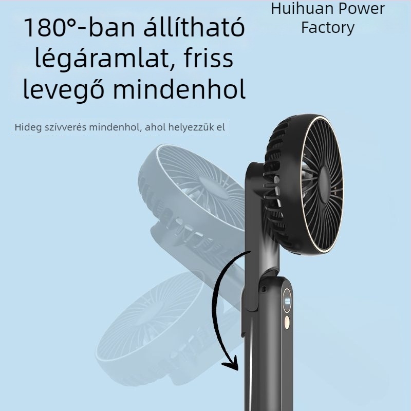 Nyakba akasztható hordozható ventilátor vízhűtéssel, brushless motor, DC tápegység, névleges teljesítmény 1W, kézi sebességszabályozás zsinórral
