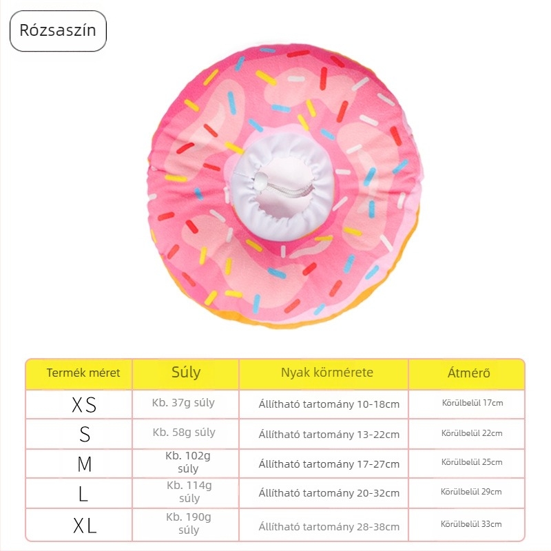 Elizabeth-köri nyakörv macskáknak és kutyáknak - donut alakú, anyag: textil + PP pamut, univerzális használat, aranyos stílus