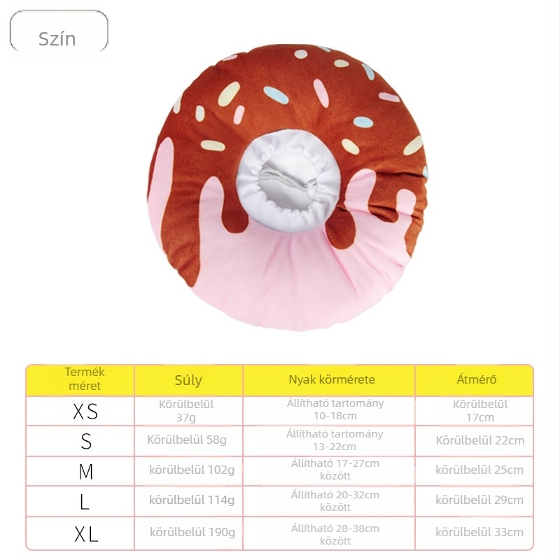 Elizabeth-köri nyakörv macskáknak és kutyáknak - donut alakú, anyag: textil + PP pamut, univerzális használat, aranyos stílus