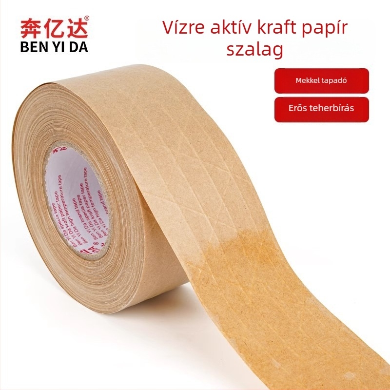 Kraft papír szalag, rostos alapanyagból, víz alapú ragasztóval, anti-tamper funkcióval, dobozok zárására, nyomtatott fedéshez és szereléshez — Yida Márka