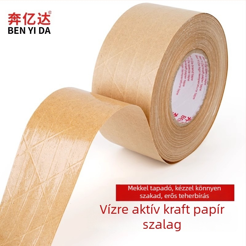 Kraft papír szalag, rostos alapanyagból, víz alapú ragasztóval, anti-tamper funkcióval, dobozok zárására, nyomtatott fedéshez és szereléshez — Yida Márka