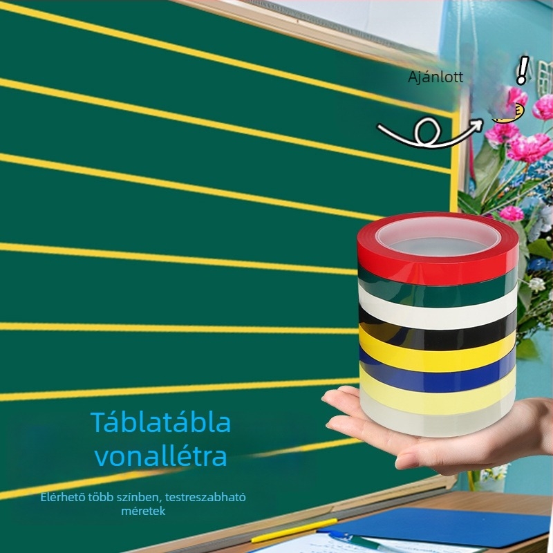 Fehér tábla jelölő szalag, PET alapú, akril ragasztó, egyoldalas, késes eltávolítás