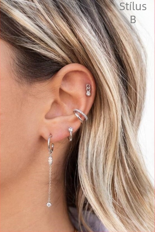 Réz fülkör készlet elektroplakált arannyal és cirkón beépítéssel, U alakú geometrikus dizájn, nőknek