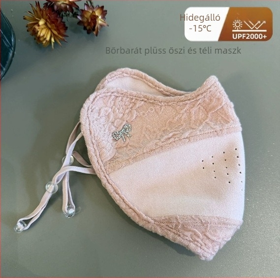 Meleg arcmaszk poliészter-pamut keverékből, fülhurok, porvédő, logó nyomtatás