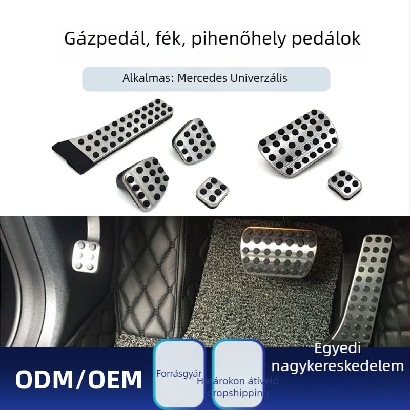 Cardimanson rozsdamentes acél pedál készlet Mercedes-Benz C‑osztály, E‑osztály, GLC, GLK, CLS, GLE és S‑osztály számára (automata)