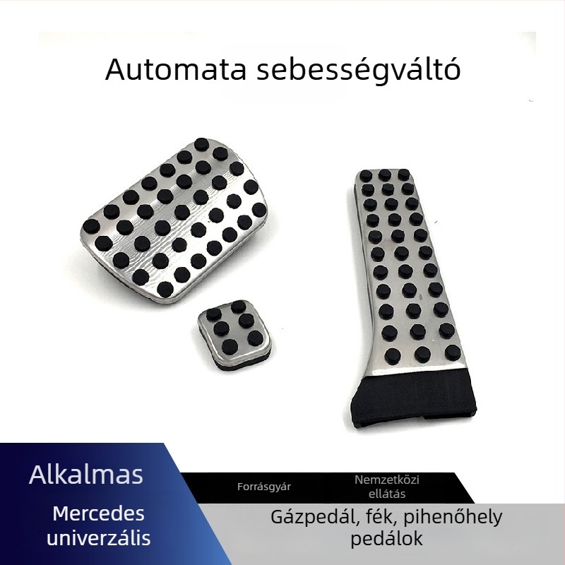 Cardimanson rozsdamentes acél pedál készlet Mercedes-Benz C‑osztály, E‑osztály, GLC, GLK, CLS, GLE és S‑osztály számára (automata)