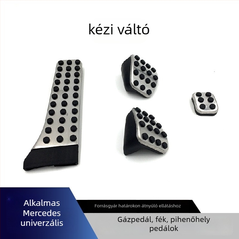 Cardimanson rozsdamentes acél pedál készlet Mercedes-Benz C‑osztály, E‑osztály, GLC, GLK, CLS, GLE és S‑osztály számára (automata)