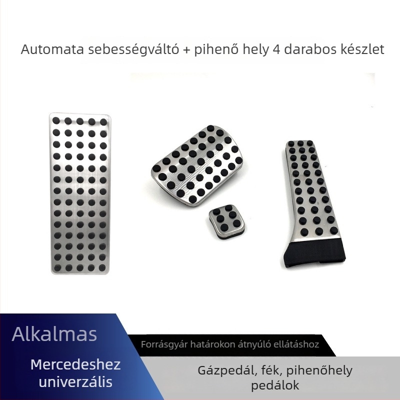 Cardimanson rozsdamentes acél pedál készlet Mercedes-Benz C‑osztály, E‑osztály, GLC, GLK, CLS, GLE és S‑osztály számára (automata)