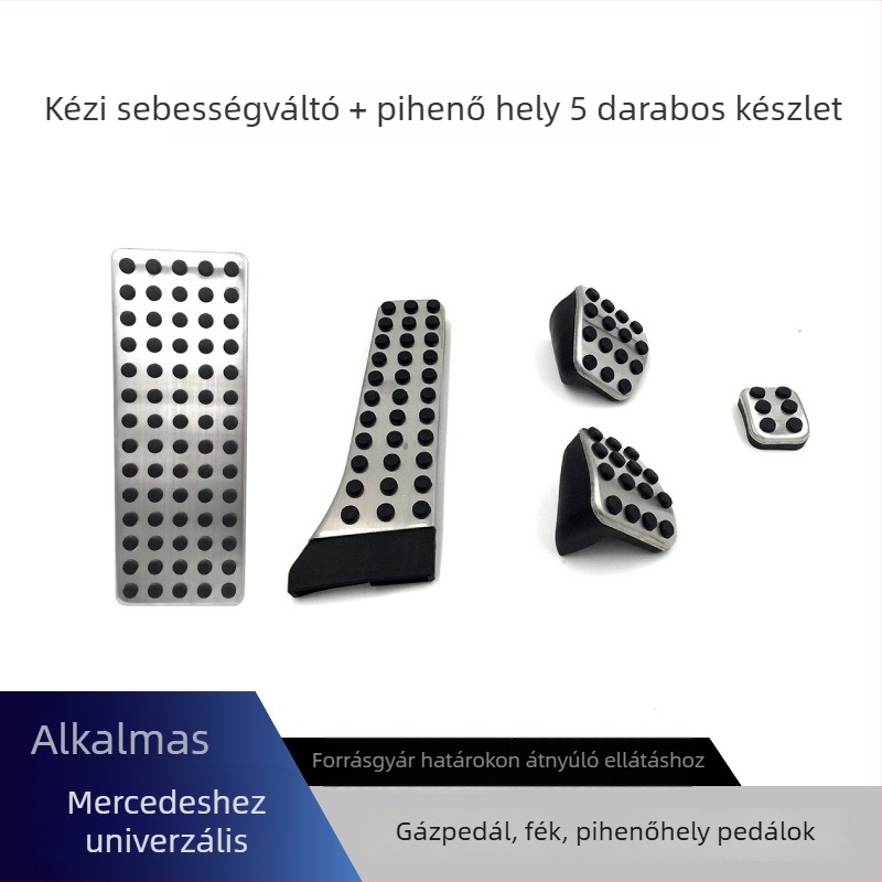 Cardimanson rozsdamentes acél pedál készlet Mercedes-Benz C‑osztály, E‑osztály, GLC, GLK, CLS, GLE és S‑osztály számára (automata)