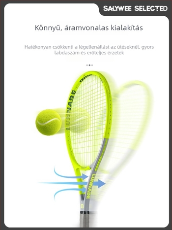 Teniszütő üvegszálas vázzal, egyenes nyéllel, G2 markolattal, amatőr és középhaladó játékosoknak