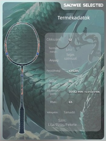 ALPSPORT tollasütő karbonszálas váz, súly 80–84 g, hossz 68 cm, ütő típusa: közvetlen ütés, feldolgozás és testreszabás elérhető