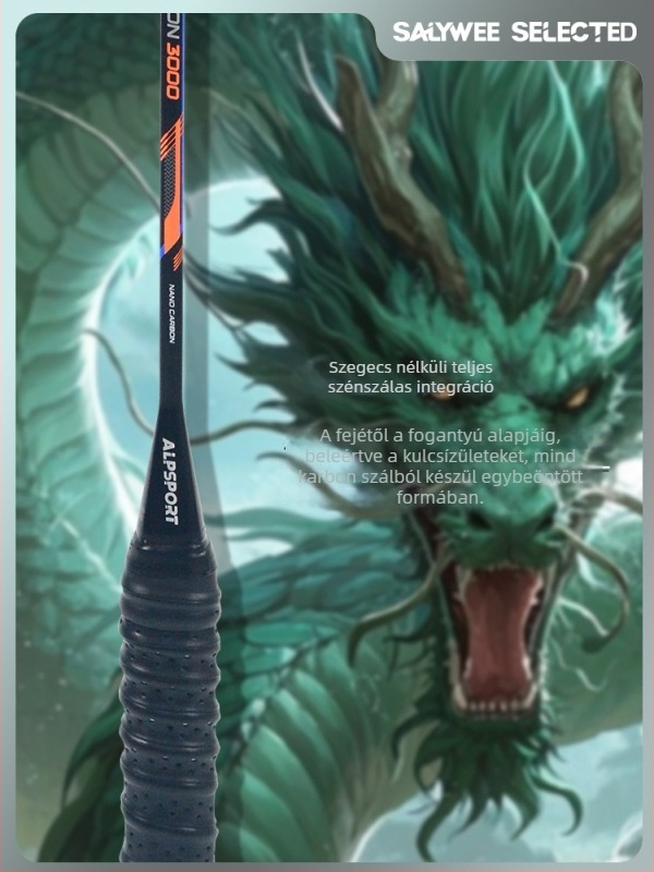 ALPSPORT tollasütő karbonszálas váz, súly 80–84 g, hossz 68 cm, ütő típusa: közvetlen ütés, feldolgozás és testreszabás elérhető