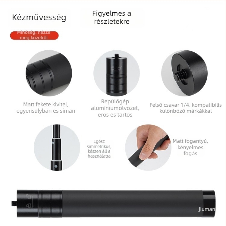 Selfie pálca gimbal stabilizátorral – teleszkópos hosszabbító rúd mobiltelefonhoz és akciókamerához (Távirányító nélkül)