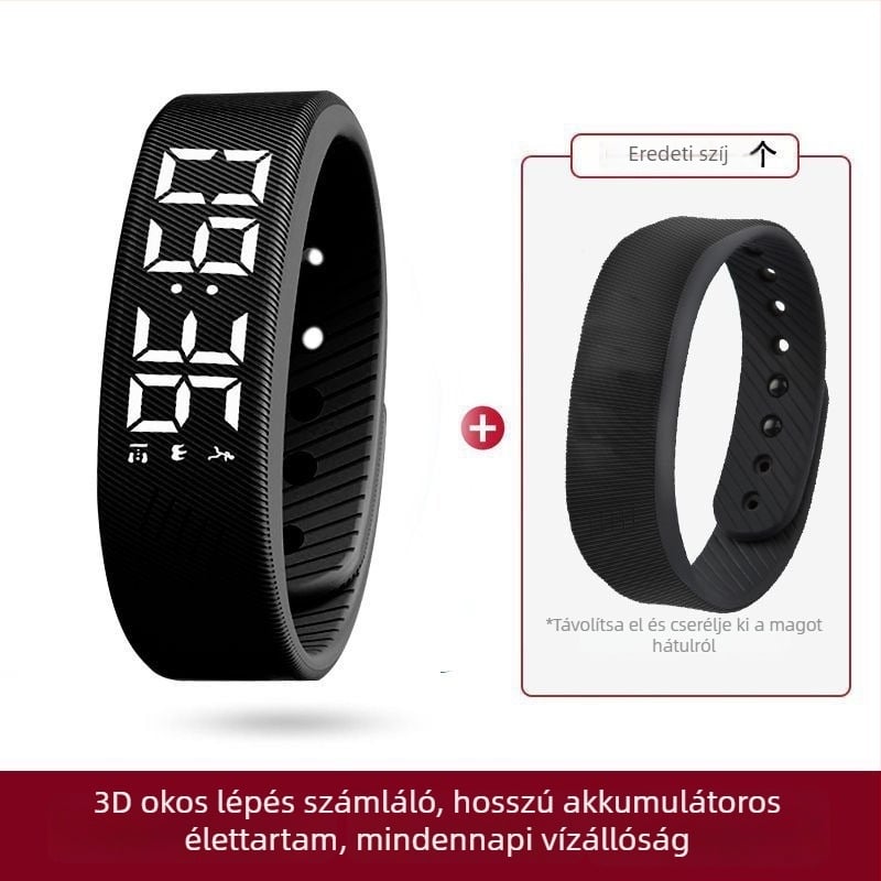 Gyerekeknek szánt okosóra lépésszámlálóval, rezgő ébresztővel, érintőképernyővel, szilikon csuklópánttal, 7–14 napos üzemidővel, vízálló