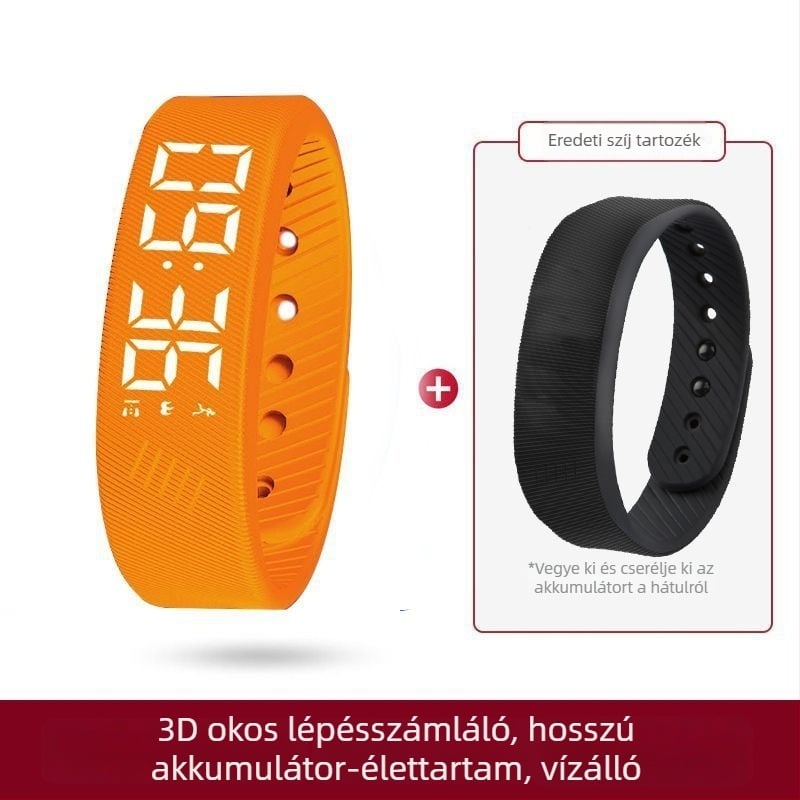 Gyerekeknek szánt okosóra lépésszámlálóval, rezgő ébresztővel, érintőképernyővel, szilikon csuklópánttal, 7–14 napos üzemidővel, vízálló
