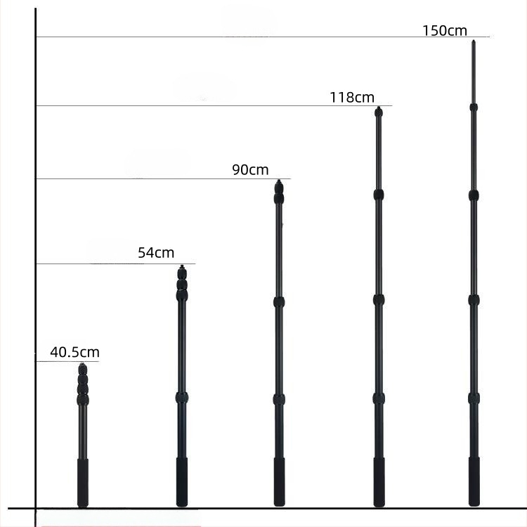 Fénykép- és videóállvány alumíniumötvözetből, modell Y150, 5 szakasz, maximális terhelés 20 kg