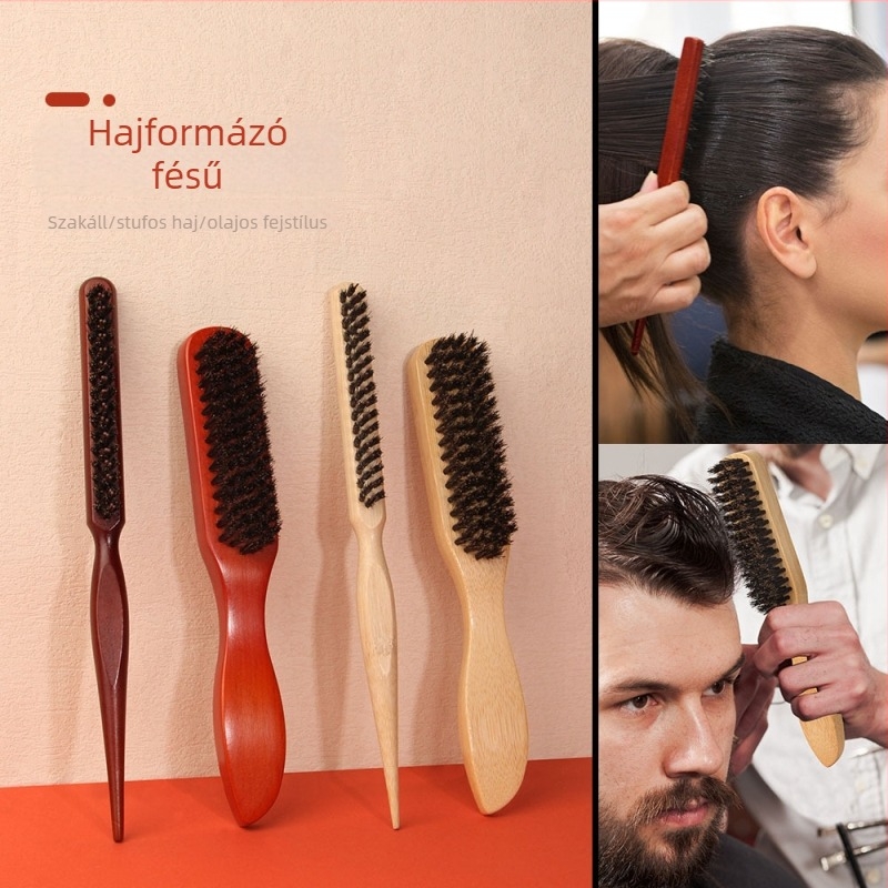 Szakáll- és hajkefés készlet boar sörtékkel, nyelek bambuszból, lótuszfa és bükkből; tartalmaz farokkefét