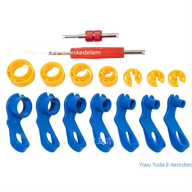 Autóklíma cső gyorscsatlakozó eszköz, 16 darabos készlet, modell YD24015, anyag PP, üzemanyagcső eltávolítására