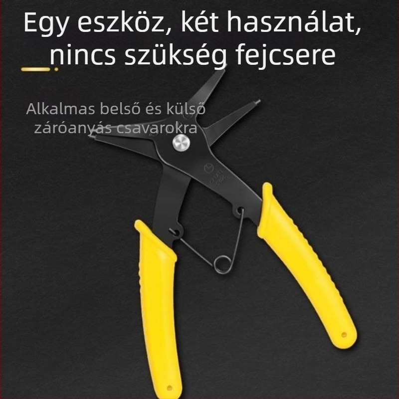 Quansheng kétfunkciós Circlip fogó belső és külső gyűrűkhöz, 90° fej, cserélhető fej