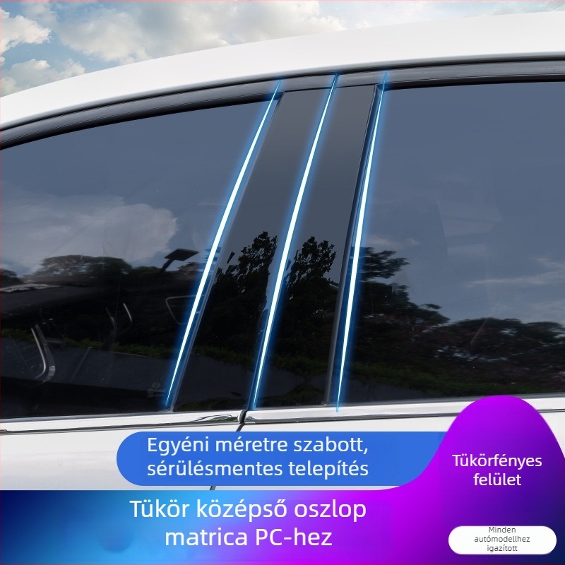 Autóablak tömítő PC tükrös középső oszlop matricával – Oakford, PC műanyag, testreszabás nélkül