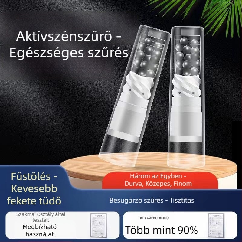 Műanyag spirál cigaretta szűrő aktív szénnel; újrahasználható; háromfunkciós szűrő (vastag, közepes, finom); 245 darabos csomag