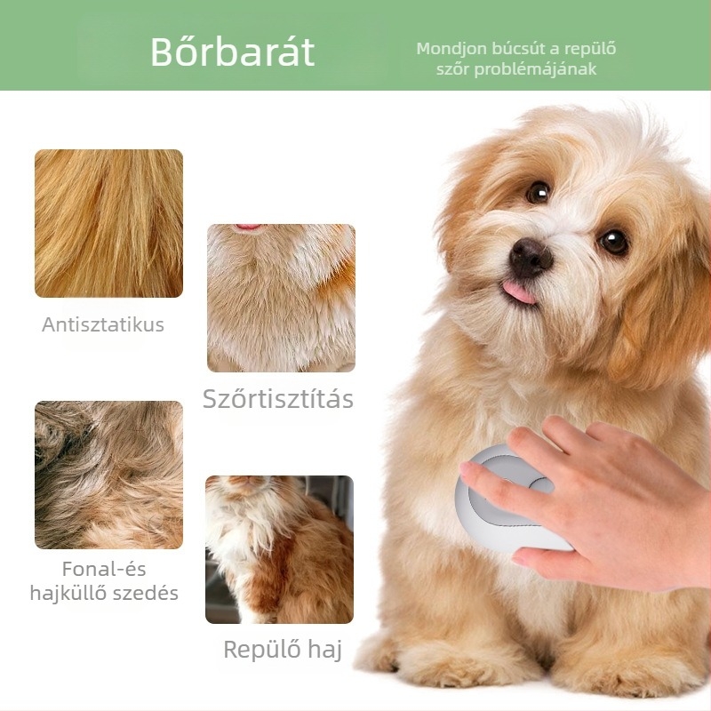 Macska ápoló permetező fésű masszírozó tisztító funkcióval, egygombos permetezés, szőrszálak eltávolítása, ABS anyag, Neutral márka