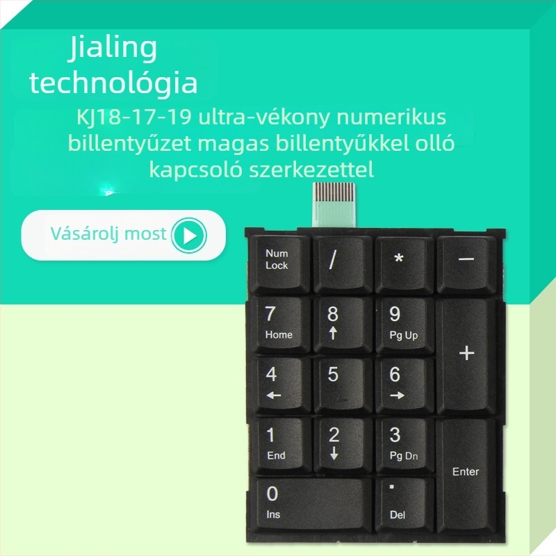 Hordozható mini numerikus billentyűzet irodai használatra, 17/18/19 billentyűvel, vezetékes csatlakozás, ABS ház