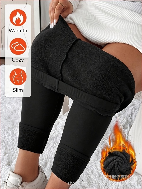 Női slim-fit nadrág fleece béléses, elasztikus derék, vast szövésű gyapjúkeverék anyag