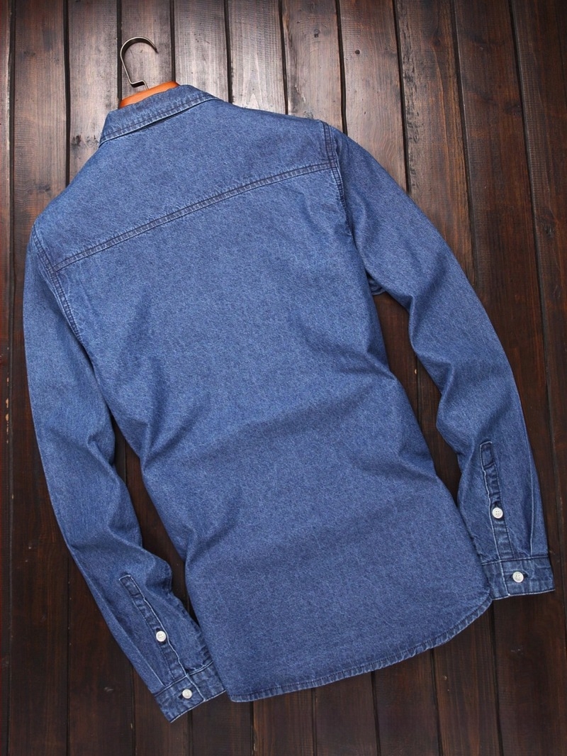 Denim ing cardigan-stílusban, hosszú ujjú, Turn-down gallér, karcsú szabás, 96% pamut