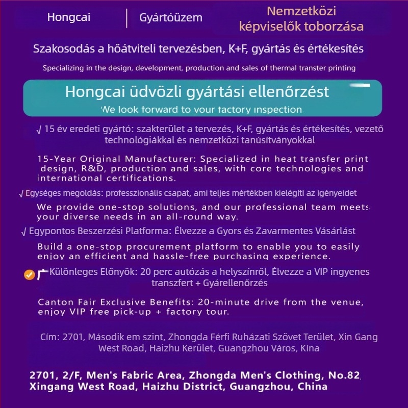 Hőátviteli varrás – közvetlen permetezési folyamat, strassz átviteli, Hongcai Heat Transfer, 251028I, alkalmas ruházatra, táskákra, háztartási textíliák