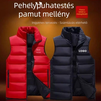 Munkaruha mellény puff- és pamutszigetelésű, vastag anyag, cipzáras záródás, álló gallér