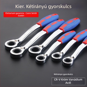 Automata visszafordítható clichetkulcs, kétirányú, kettős használatú, műanyag ívelt nyéllel, magas széntartalmú acél