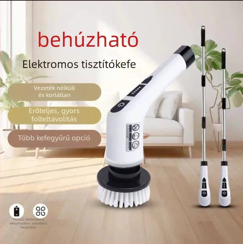Elektromos tisztító kefe – sokoldalú kézi súrolókefe konyhához és fürdőszobához, USB-áramellátás, 3,7V, kétfokozatú hőmérséklet-szabályozás, kapacitás akár 300 mL
