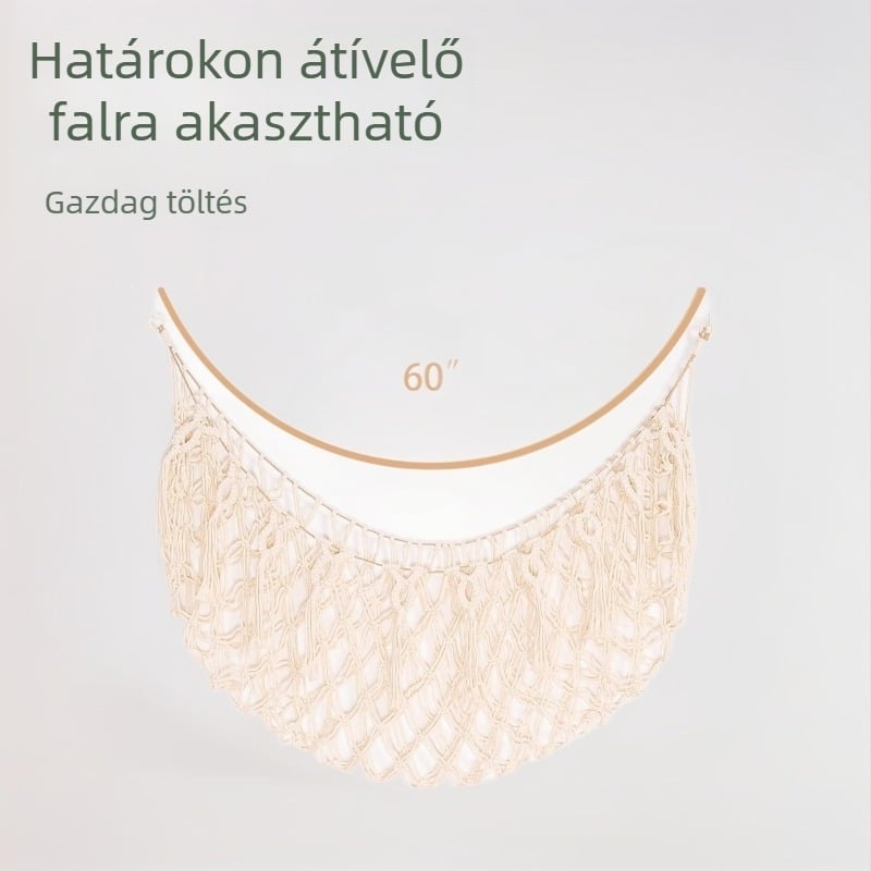 Falra szerelhető játékháló pamutszálból, kézzel szőtt, aranyos rajzfilm-stílus, ovális forma, kézzel mosható.