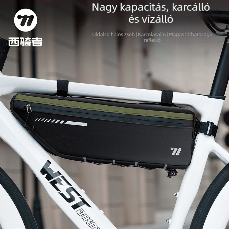Kerékpár vázcső táska – Oxford 900D, magas rugalmasságú anyag, 2,6 l kapacitás, modell YP0707415, belső bélés, WEST BIKING/West Rider