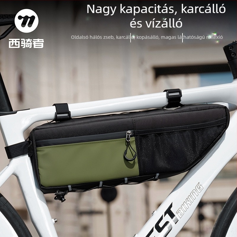 Kerékpár vázcső táska – Oxford 900D, magas rugalmasságú anyag, 2,6 l kapacitás, modell YP0707415, belső bélés, WEST BIKING/West Rider