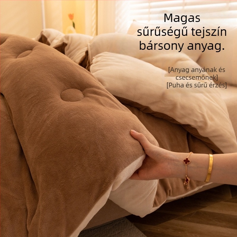 Kétoldalas vastag bársonypaplan, 2,5–3 kg, antibakteriális rosttöltettel, minden évszakra, quiltolt